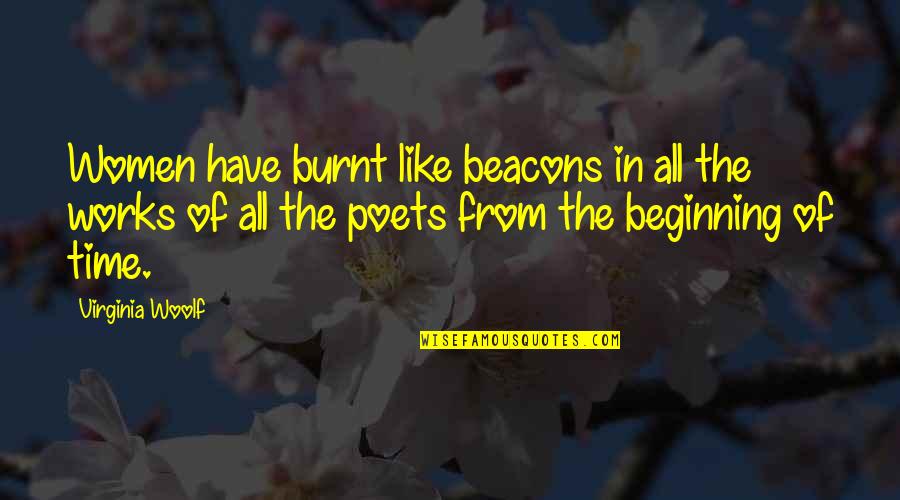 Time By Women Quotes By Virginia Woolf: Women have burnt like beacons in all the