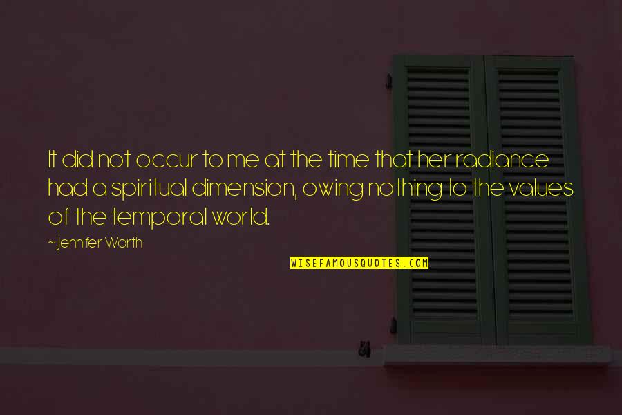 Time Dimension Quotes By Jennifer Worth: It did not occur to me at the Time Dimension Quotes By Jennifer Worth: It did not occur to me at the