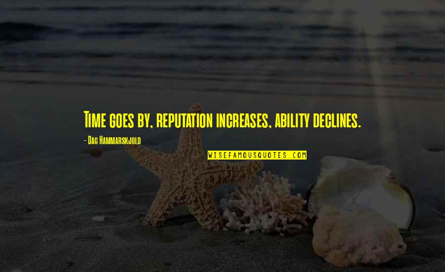 Time Goes By Quotes By Dag Hammarskjold: Time goes by, reputation increases, ability declines. Time Goes By Quotes By Dag Hammarskjold: Time goes by, reputation increases, ability declines.