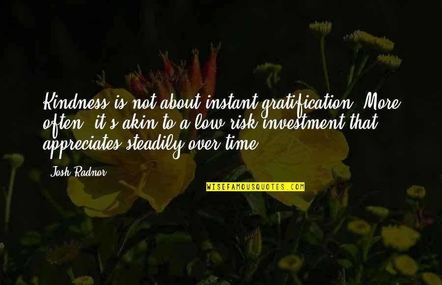 Time Investment Quotes By Josh Radnor: Kindness is not about instant gratification. More often,