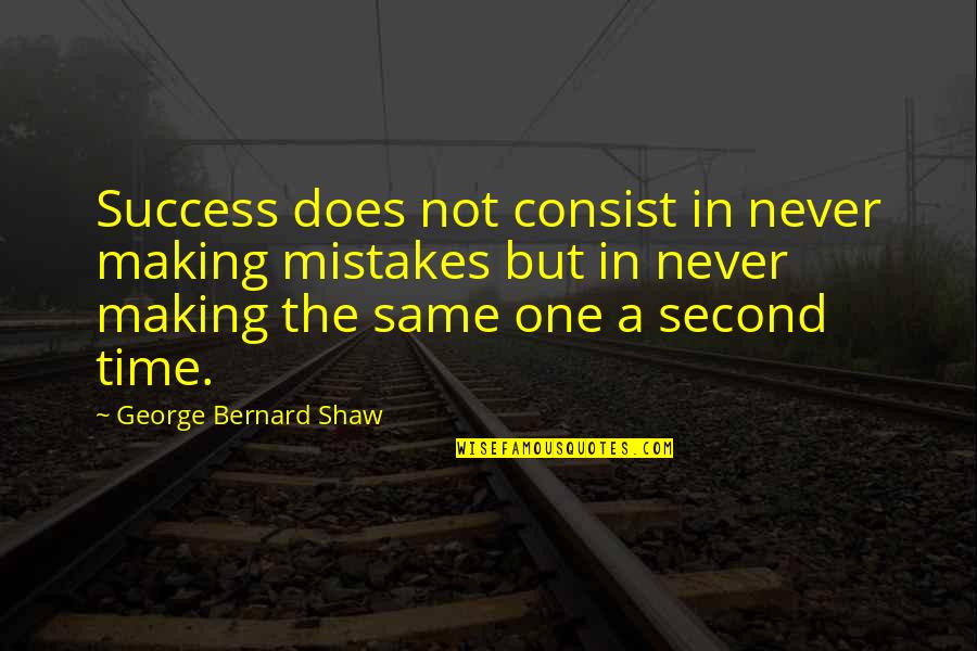 Time Is Never Same Quotes By George Bernard Shaw: Success does not consist in never making mistakes