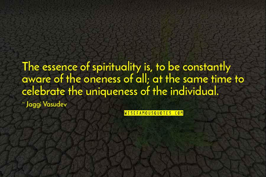 Time Is Of The Essence Quotes By Jaggi Vasudev: The essence of spirituality is, to be constantly