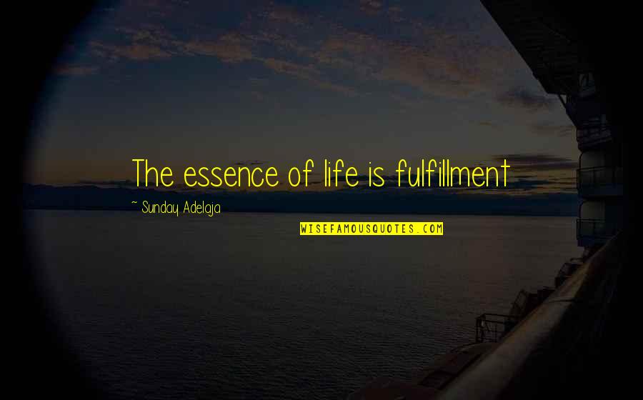 Time Is Of The Essence Quotes By Sunday Adelaja: The essence of life is fulfillment