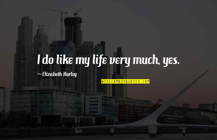Time Is Worth More Than Money Quotes By Elizabeth Hurley: I do like my life very much, yes.