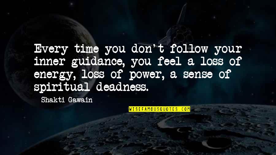 Time Loss Quotes By Shakti Gawain: Every time you don't follow your inner guidance, Time Loss Quotes By Shakti Gawain: Every time you don't follow your inner guidance,