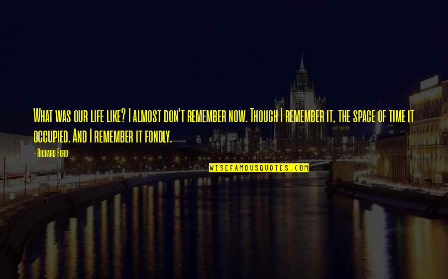 Time Of Our Life Quotes By Richard Ford: What was our life like? I almost don't Time Of Our Life Quotes By Richard Ford: What was our life like? I almost don't