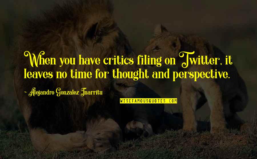 Time Perspective Quotes By Alejandro Gonzalez Inarritu: When you have critics filing on Twitter, it Time Perspective Quotes By Alejandro Gonzalez Inarritu: When you have critics filing on Twitter, it