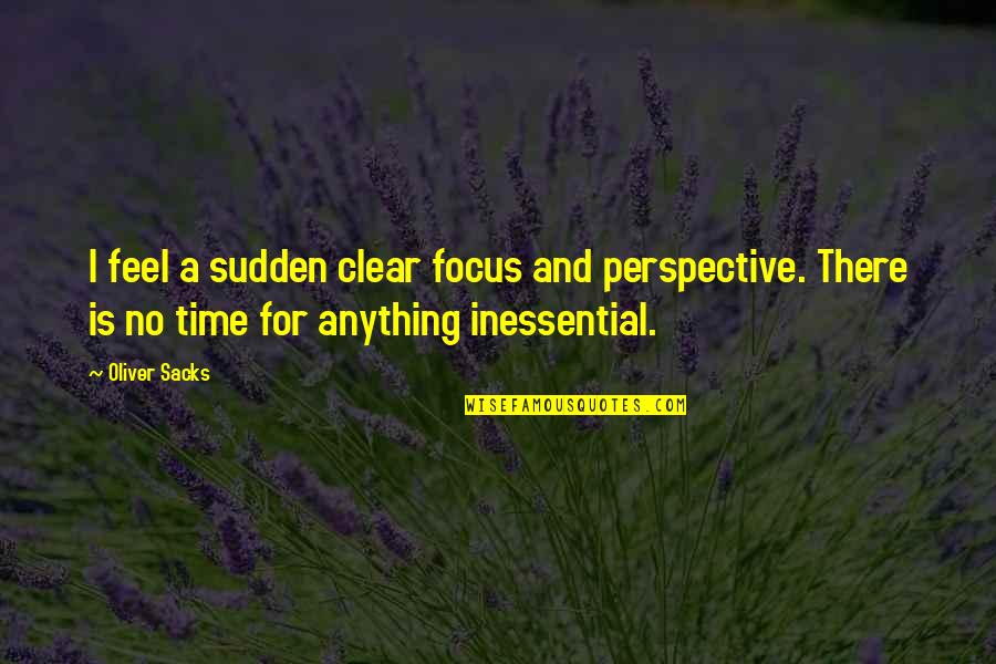 Time Perspective Quotes By Oliver Sacks: I feel a sudden clear focus and perspective. Time Perspective Quotes By Oliver Sacks: I feel a sudden clear focus and perspective.