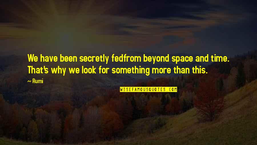 Time Rumi Quotes By Rumi: We have been secretly fedfrom beyond space and