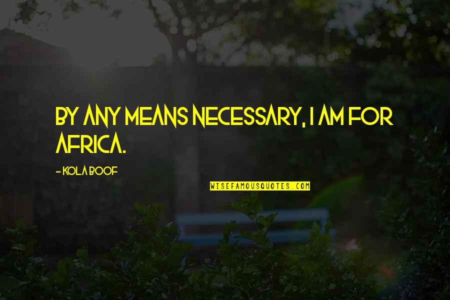 Time Since Non Dda Quotes By Kola Boof: By any means necessary, I am for Africa.