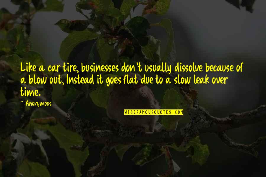 Time Slow Quotes By Anonymous: Like a car tire, businesses don't usually dissolve