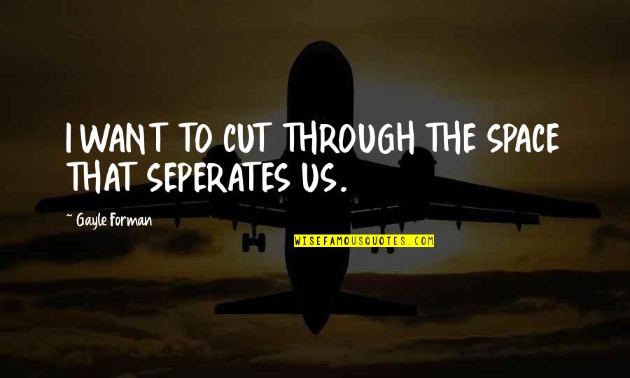 Time Space Love Quotes By Gayle Forman: I WANT TO CUT THROUGH THE SPACE THAT