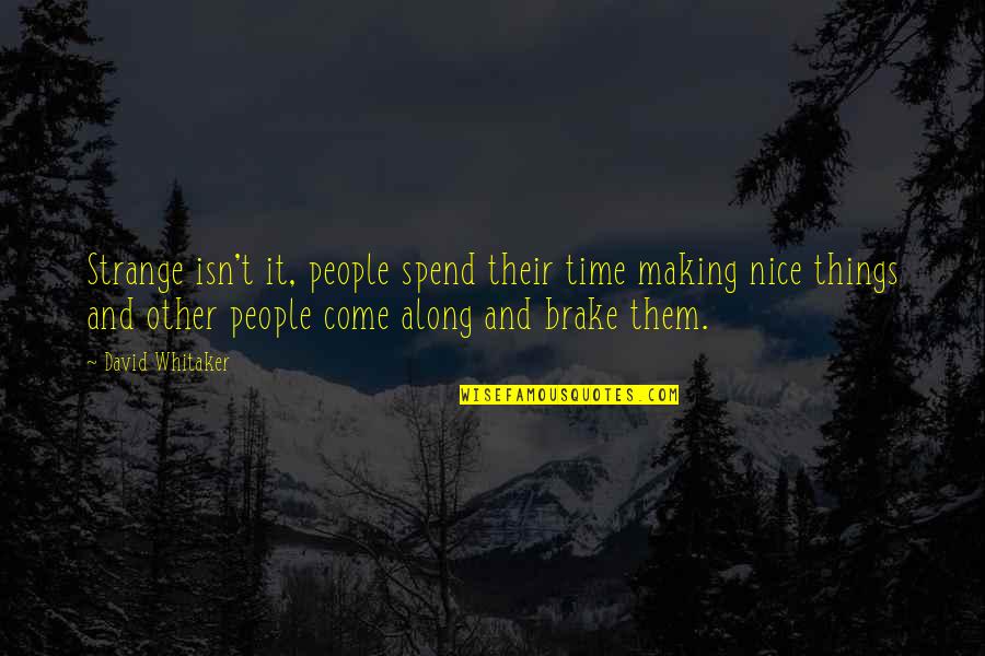 Time Spend Quotes By David Whitaker: Strange isn't it, people spend their time making