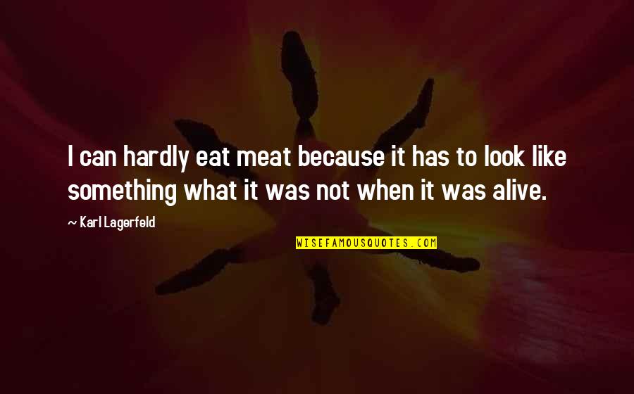 Time Spent With Someone Quotes By Karl Lagerfeld: I can hardly eat meat because it has