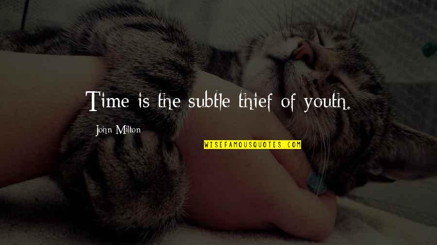 Time Thieves Quotes By John Milton: Time is the subtle thief of youth. Time Thieves Quotes By John Milton: Time is the subtle thief of youth.