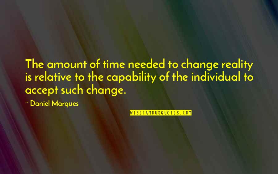 Time To Accept Reality Quotes By Daniel Marques: The amount of time needed to change reality