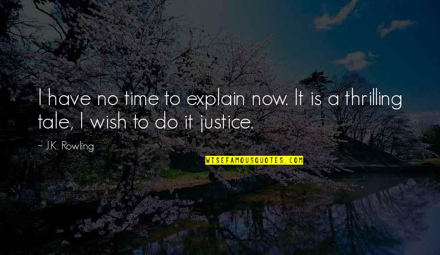 Time To Do It Quotes By J.K. Rowling: I have no time to explain now. It