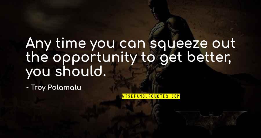Time To Get Better Quotes By Troy Polamalu: Any time you can squeeze out the opportunity