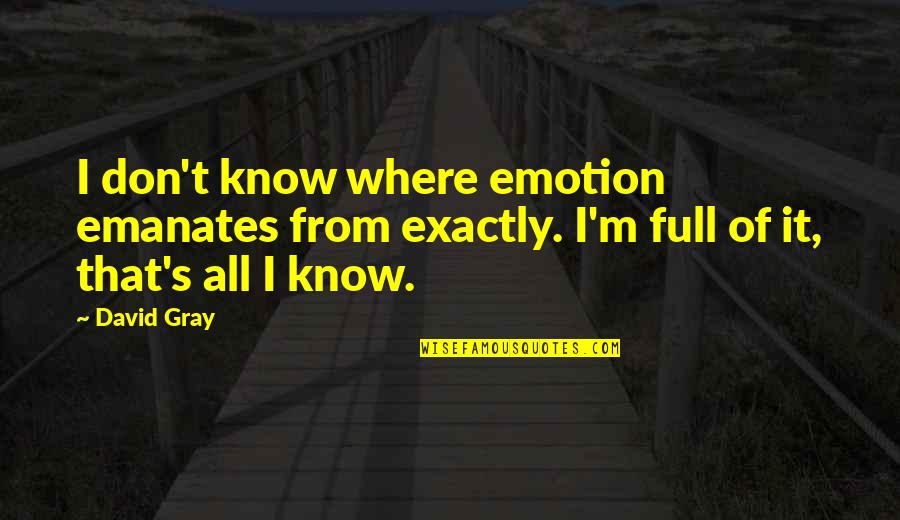 Time To Reconnect Quotes By David Gray: I don't know where emotion emanates from exactly.