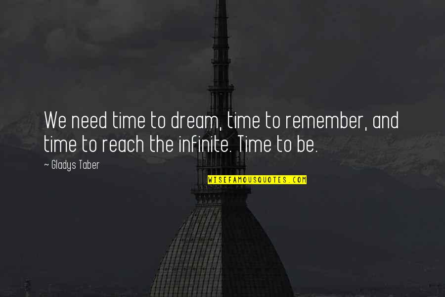 Time To Remember Quotes By Gladys Taber: We need time to dream, time to remember,