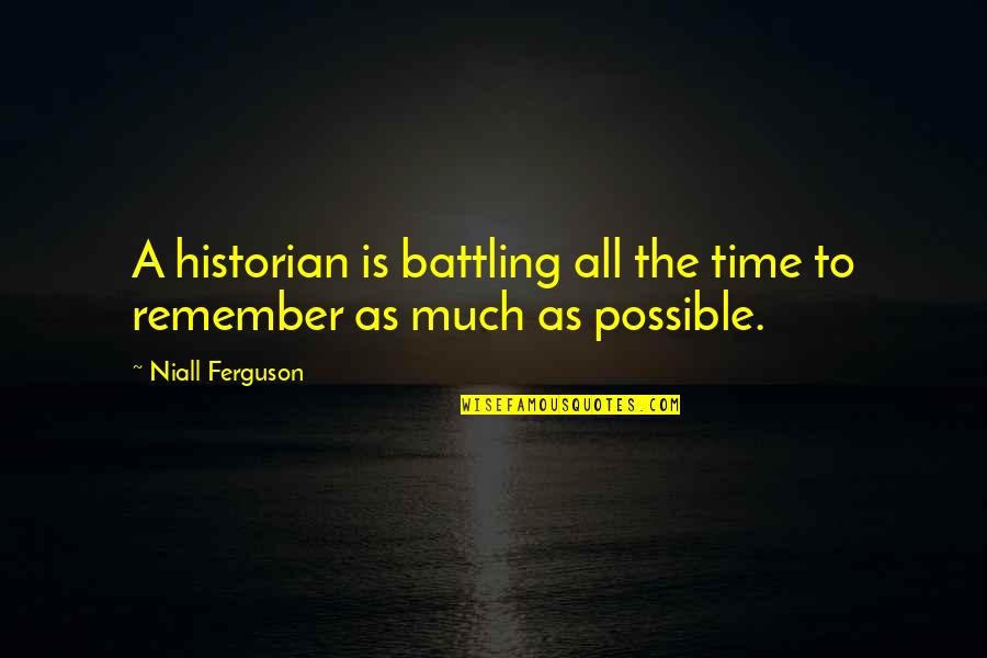 Time To Remember Quotes By Niall Ferguson: A historian is battling all the time to