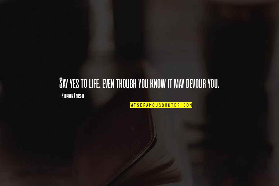 Time To Resign Quotes By Stephen Larsen: Say yes to life, even though you know Time To Resign Quotes By Stephen Larsen: Say yes to life, even though you know