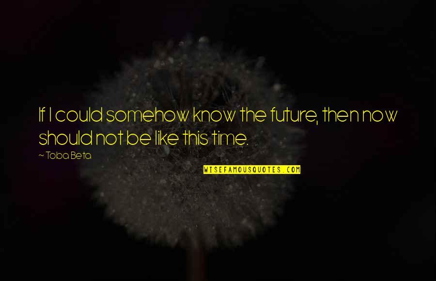 Time Travel To The Past Quotes By Toba Beta: If I could somehow know the future, then