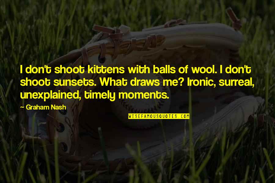 Timely Quotes By Graham Nash: I don't shoot kittens with balls of wool.