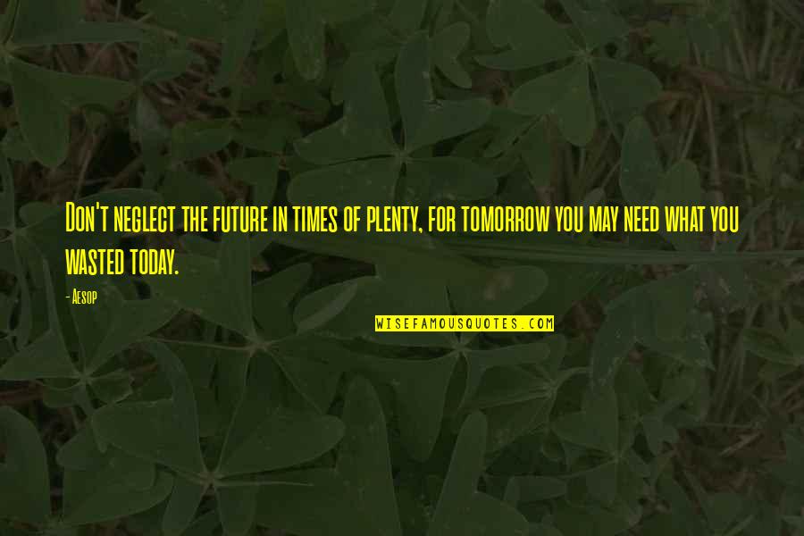Times Of Need Quotes By Aesop: Don't neglect the future in times of plenty,