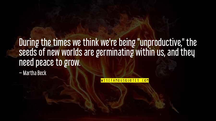 Times Of Need Quotes By Martha Beck: During the times we think we're being "unproductive,"