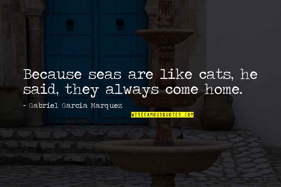 Times Of Trouble Bible Quotes By Gabriel Garcia Marquez: Because seas are like cats, he said, they