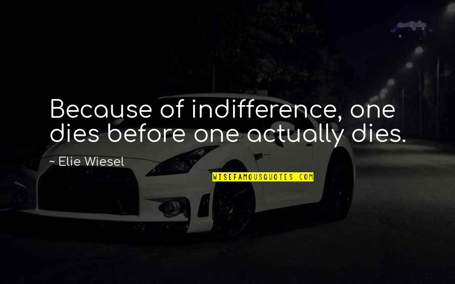 Timesoft Senheng Quotes By Elie Wiesel: Because of indifference, one dies before one actually