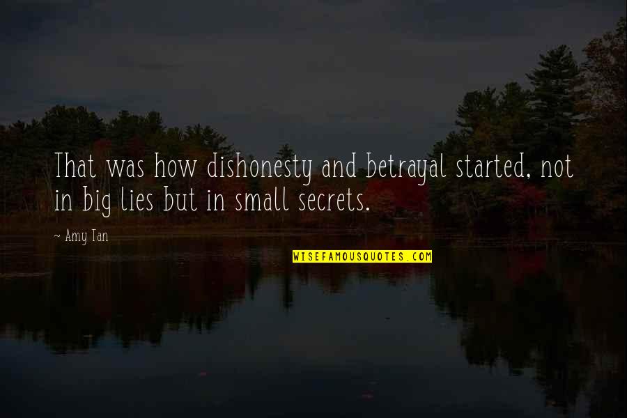 Timlins Furniture Quotes By Amy Tan: That was how dishonesty and betrayal started, not