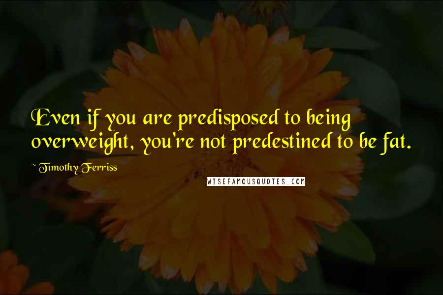 Timothy Ferriss quotes: Even if you are predisposed to being overweight, you're not predestined to be fat.