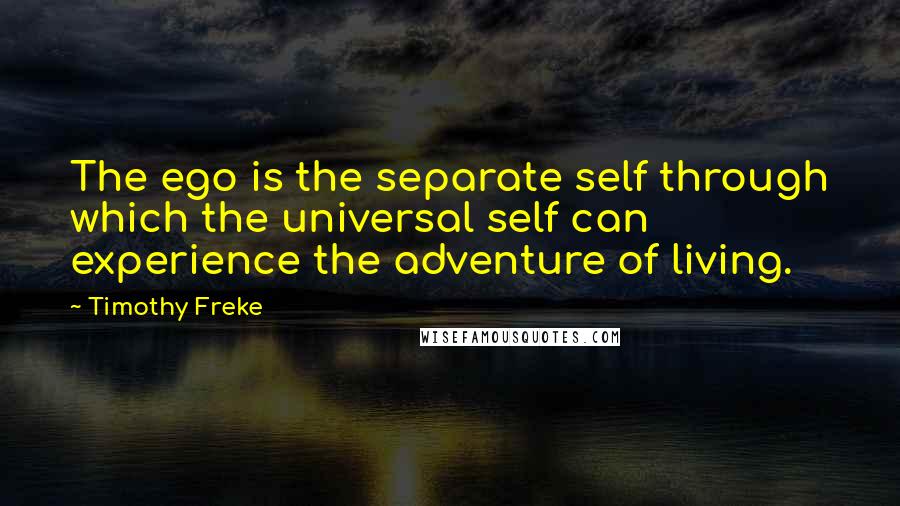 Timothy Freke quotes: The ego is the separate self through which the universal self can experience the adventure of living.