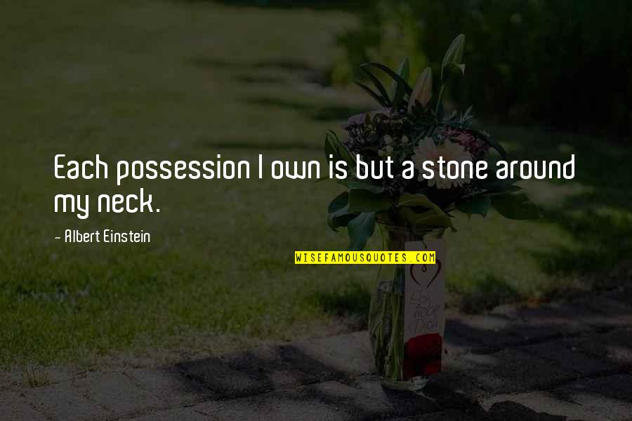 Timothy Green Movie Quotes By Albert Einstein: Each possession I own is but a stone