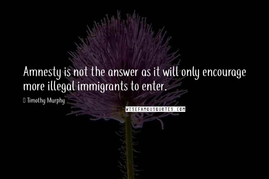 Timothy Murphy quotes: Amnesty is not the answer as it will only encourage more illegal immigrants to enter.