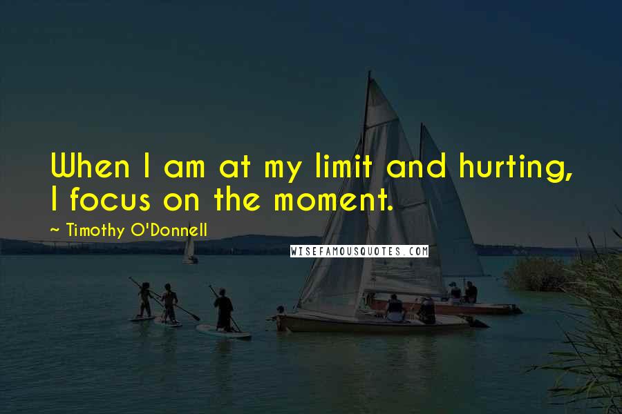 Timothy O'Donnell quotes: When I am at my limit and hurting, I focus on the moment.