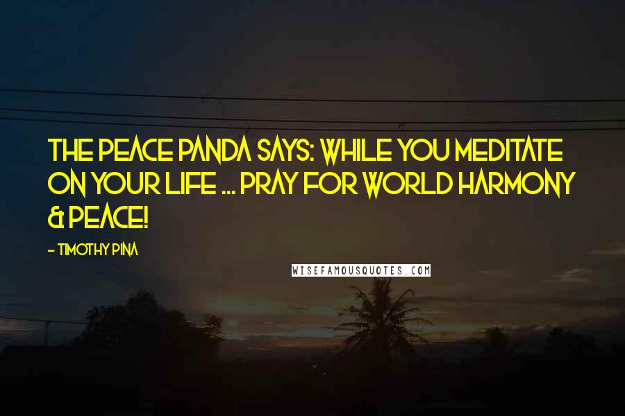 Timothy Pina quotes: The Peace Panda Says: While you meditate on your life ... pray for world harmony & peace!