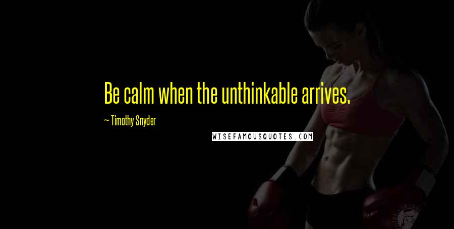 Timothy Snyder quotes: Be calm when the unthinkable arrives.
