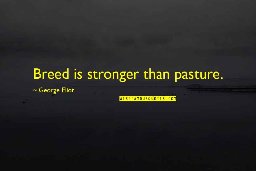 Timpf Name Quotes By George Eliot: Breed is stronger than pasture.