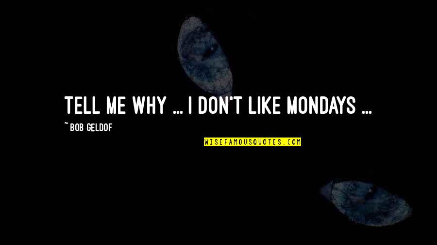Timpson Quotes By Bob Geldof: Tell me why ... I don't like Mondays