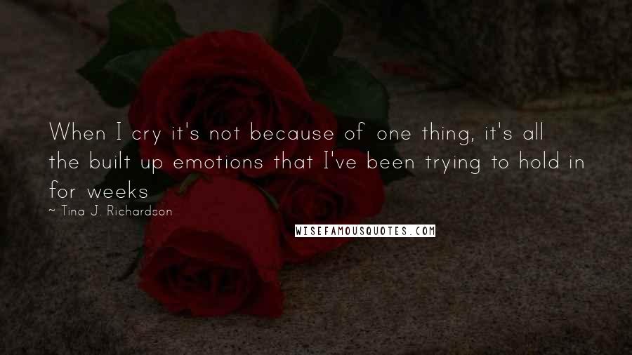 Tina J. Richardson quotes: When I cry it's not because of one thing, it's all the built up emotions that I've been trying to hold in for weeks