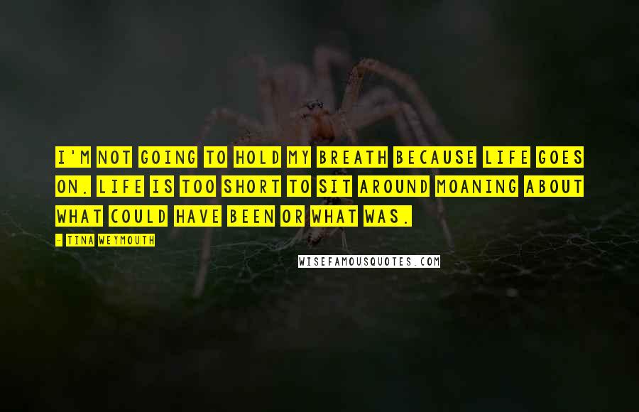 Tina Weymouth quotes: I'm not going to hold my breath because life goes on. Life is too short to sit around moaning about what could have been or what was.