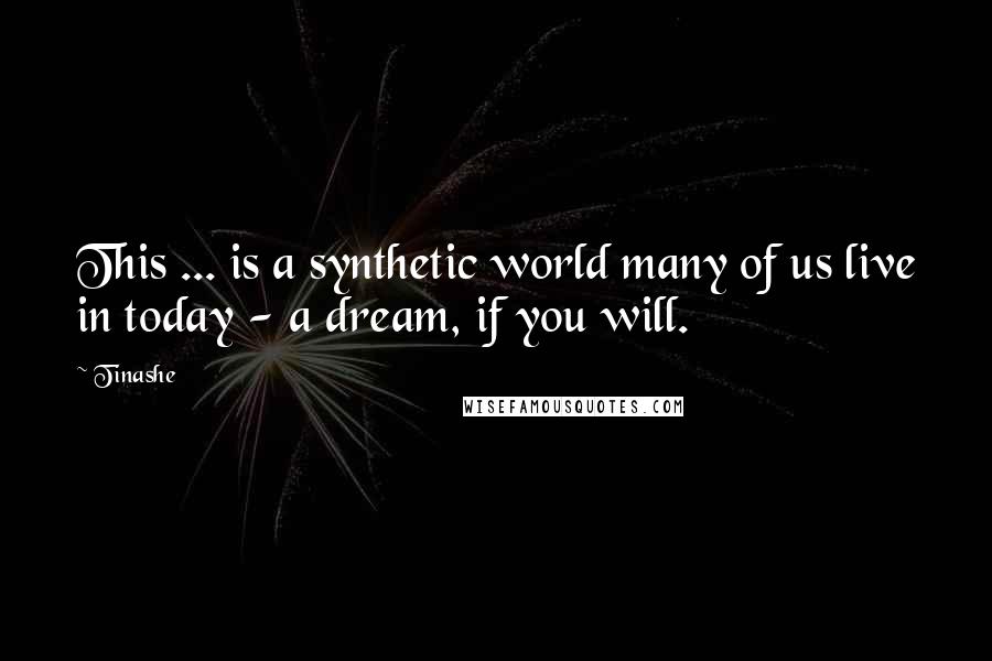 Tinashe quotes: This ... is a synthetic world many of us live in today - a dream, if you will.