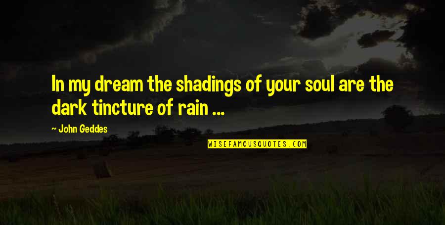 Tincture Quotes By John Geddes: In my dream the shadings of your soul