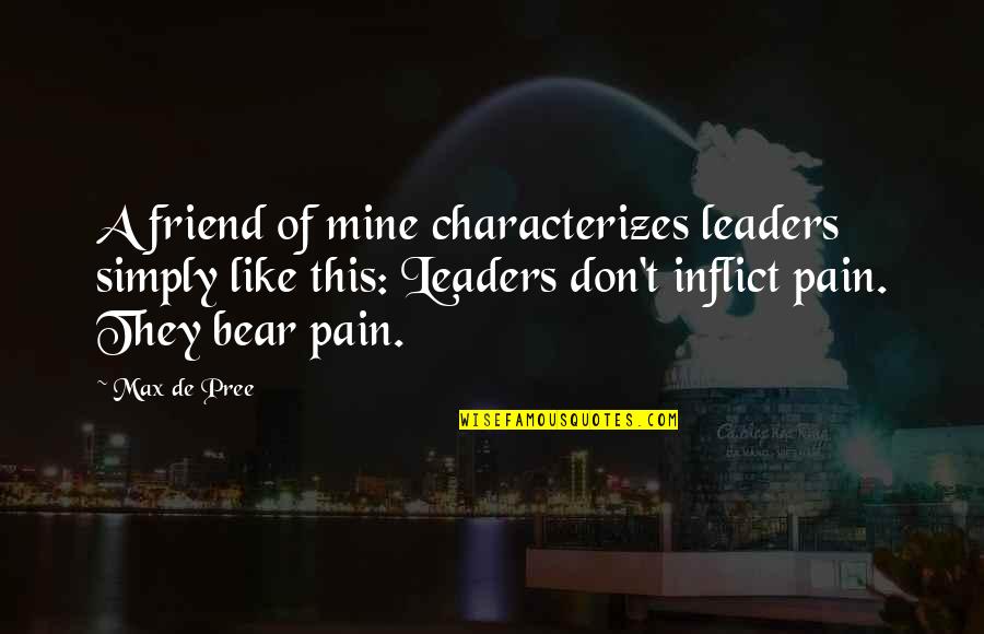 T'inflict Quotes By Max De Pree: A friend of mine characterizes leaders simply like