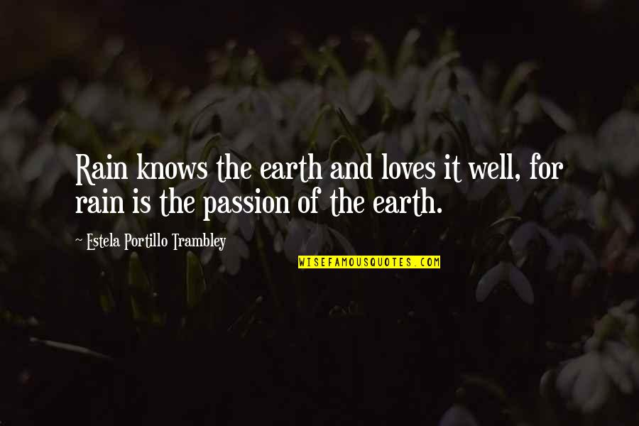 Tinggikan Quotes By Estela Portillo Trambley: Rain knows the earth and loves it well,