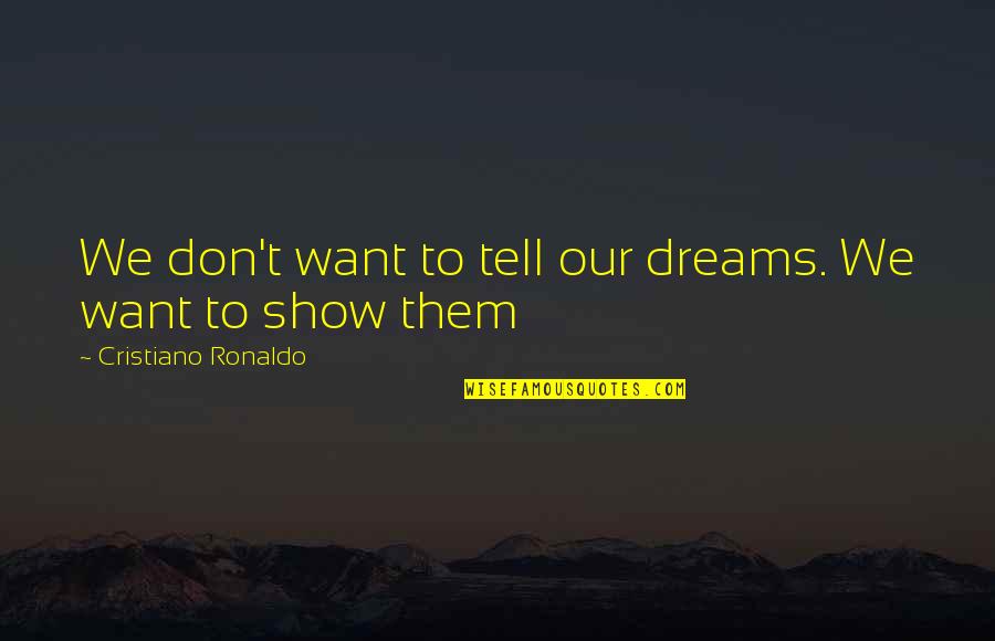 Tinghir Quotes By Cristiano Ronaldo: We don't want to tell our dreams. We Tinghir Quotes By Cristiano Ronaldo: We don't want to tell our dreams. We