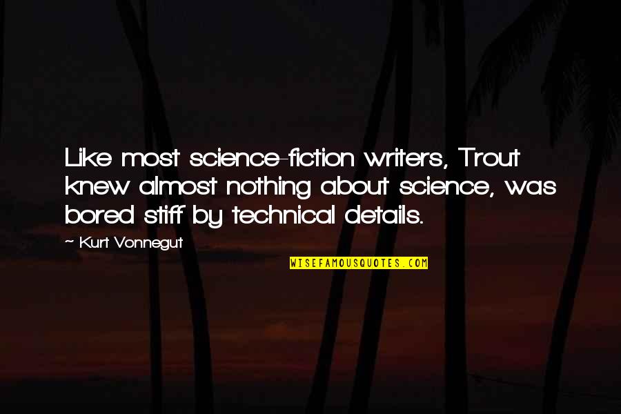 Tinkle Eyebrow Quotes By Kurt Vonnegut: Like most science-fiction writers, Trout knew almost nothing Tinkle Eyebrow Quotes By Kurt Vonnegut: Like most science-fiction writers, Trout knew almost nothing
